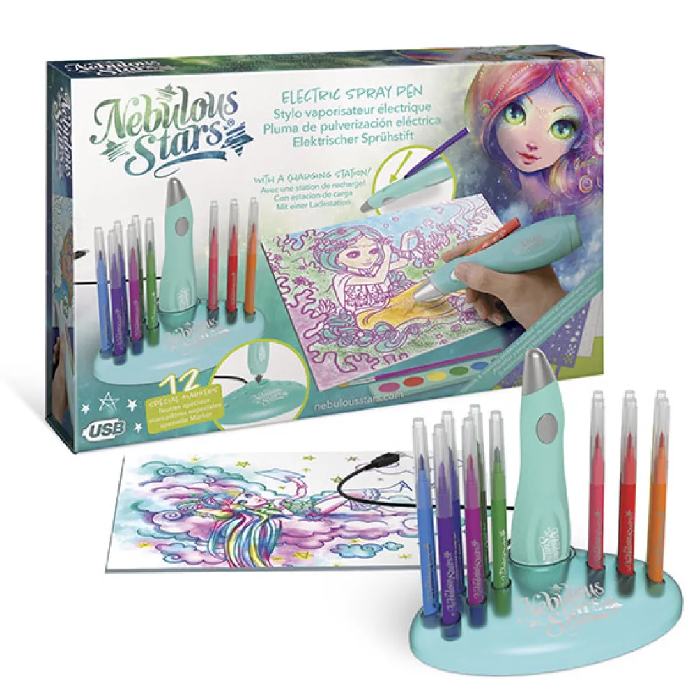 Nebulous Stars Pluma de pulverización eléctrica con plantillas y 12 colores