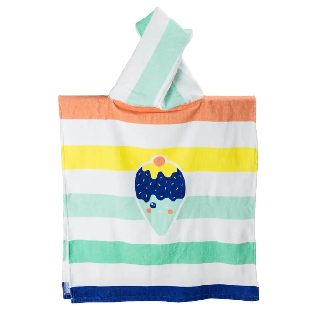 EUREKAKIDS Poncho toalla para niños ideal para piscina y playa – Hello Summer Stripes Poncho