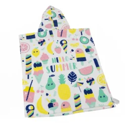 EUREKAKIDS Poncho toalla para niños ideal para piscina y playa – Hello Summer Fruit Poncho