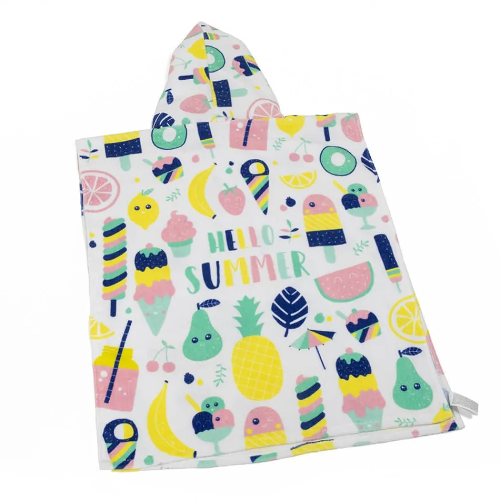 EUREKAKIDS Poncho toalla para niños ideal para piscina y playa – Hello Summer Fruit Poncho
