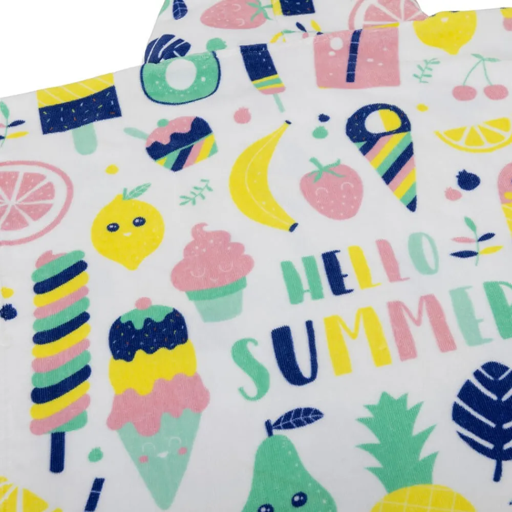 EUREKAKIDS Poncho toalla para niños ideal para piscina y playa – Hello Summer Fruit Poncho
