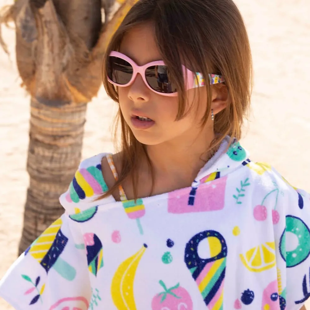EUREKAKIDS Poncho toalla para niños ideal para piscina y playa – Hello Summer Fruit Poncho