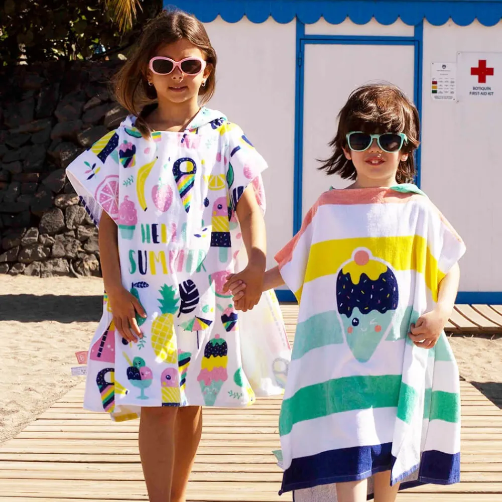 EUREKAKIDS Poncho toalla para niños ideal para piscina y playa – Hello Summer Fruit Poncho