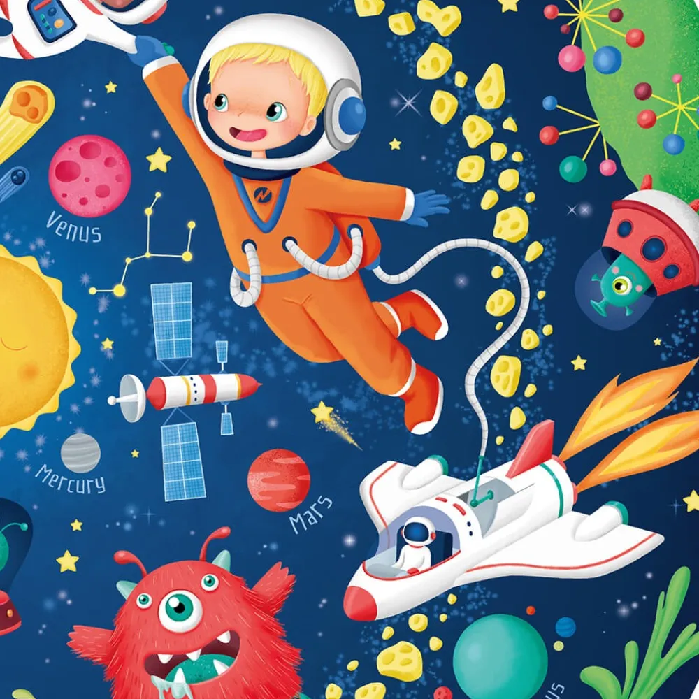 EUREKAKIDS Puzle esférico gigante de 100 piezas que brilla en la oscuridad – Solar System Adventure