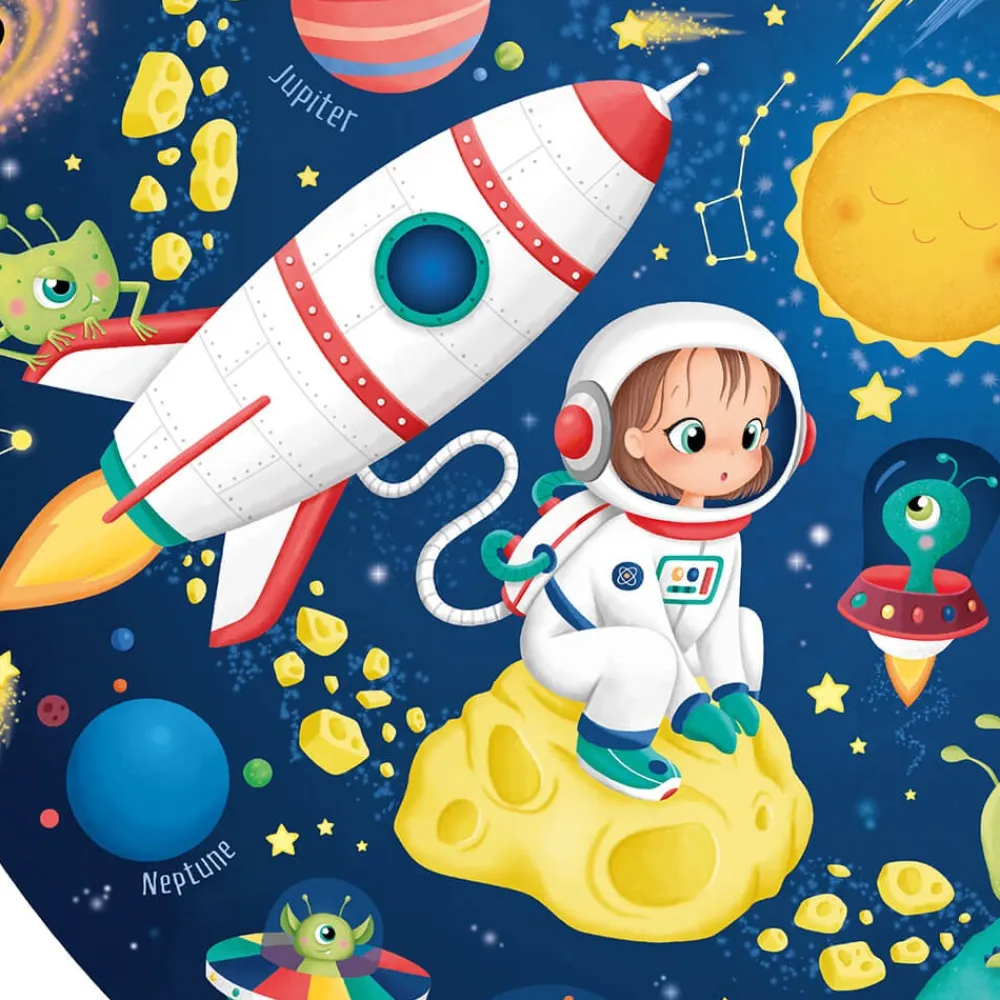 EUREKAKIDS Puzle esférico gigante de 100 piezas que brilla en la oscuridad – Solar System Adventure