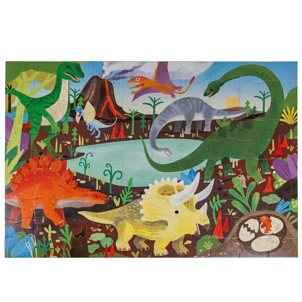 EUREKAKIDS Puzle gigante de 100 piezas que brilla en la oscuridad – Dinosaurs