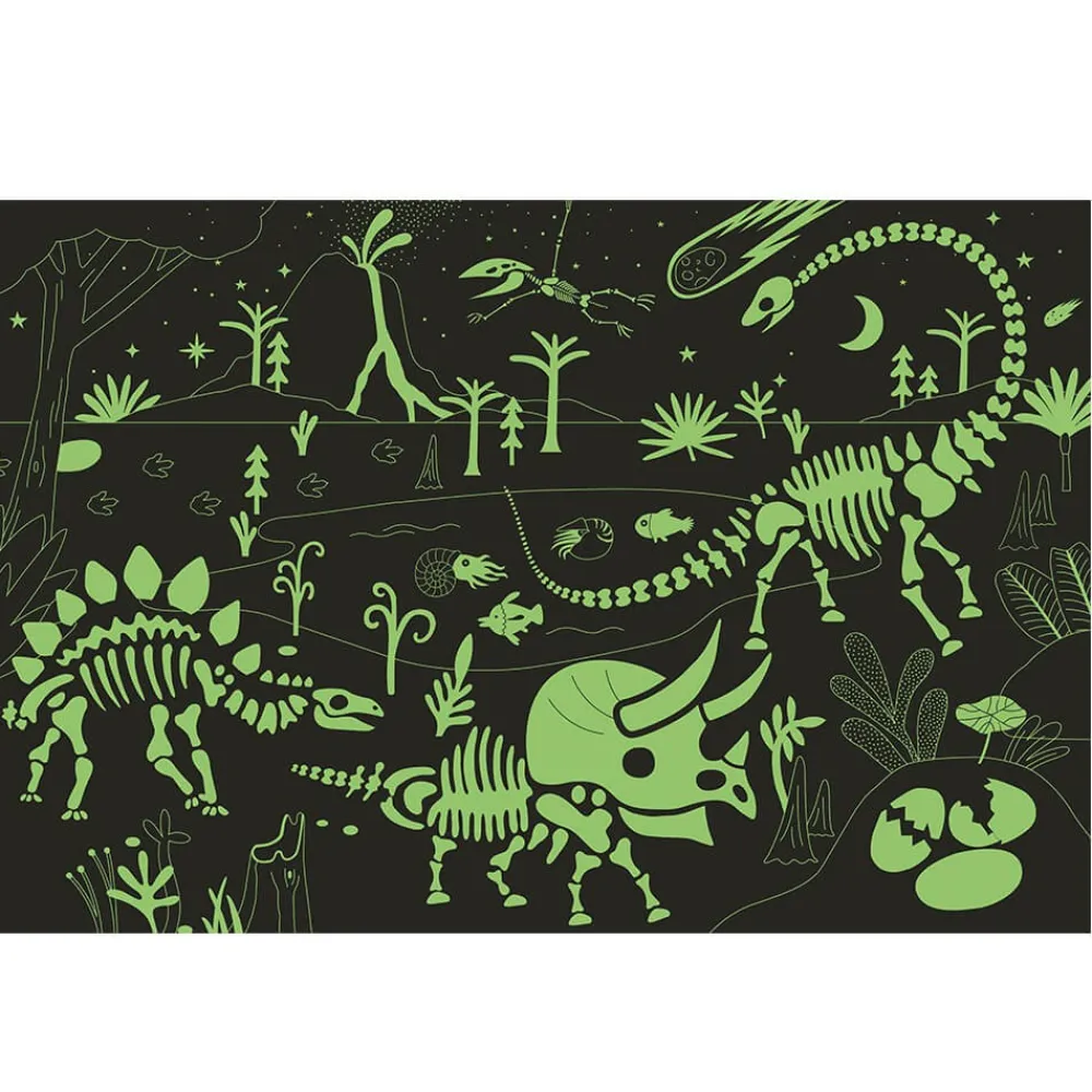 EUREKAKIDS Puzle gigante de 100 piezas que brilla en la oscuridad – Dinosaurs