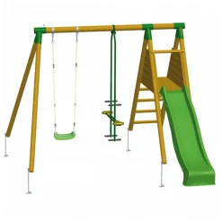 MASGAMES Área de juego de madera con balancín