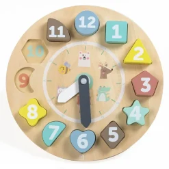EUREKAKIDS Reloj encajable de madera con tarjetas para aprender las horas
