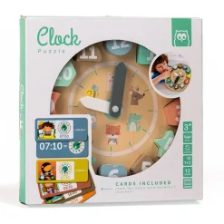 EUREKAKIDS Reloj encajable de madera con tarjetas para aprender las horas