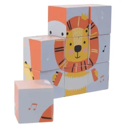 EUREKAKIDS Rompecabezas de cubos de madera – Animales musicales