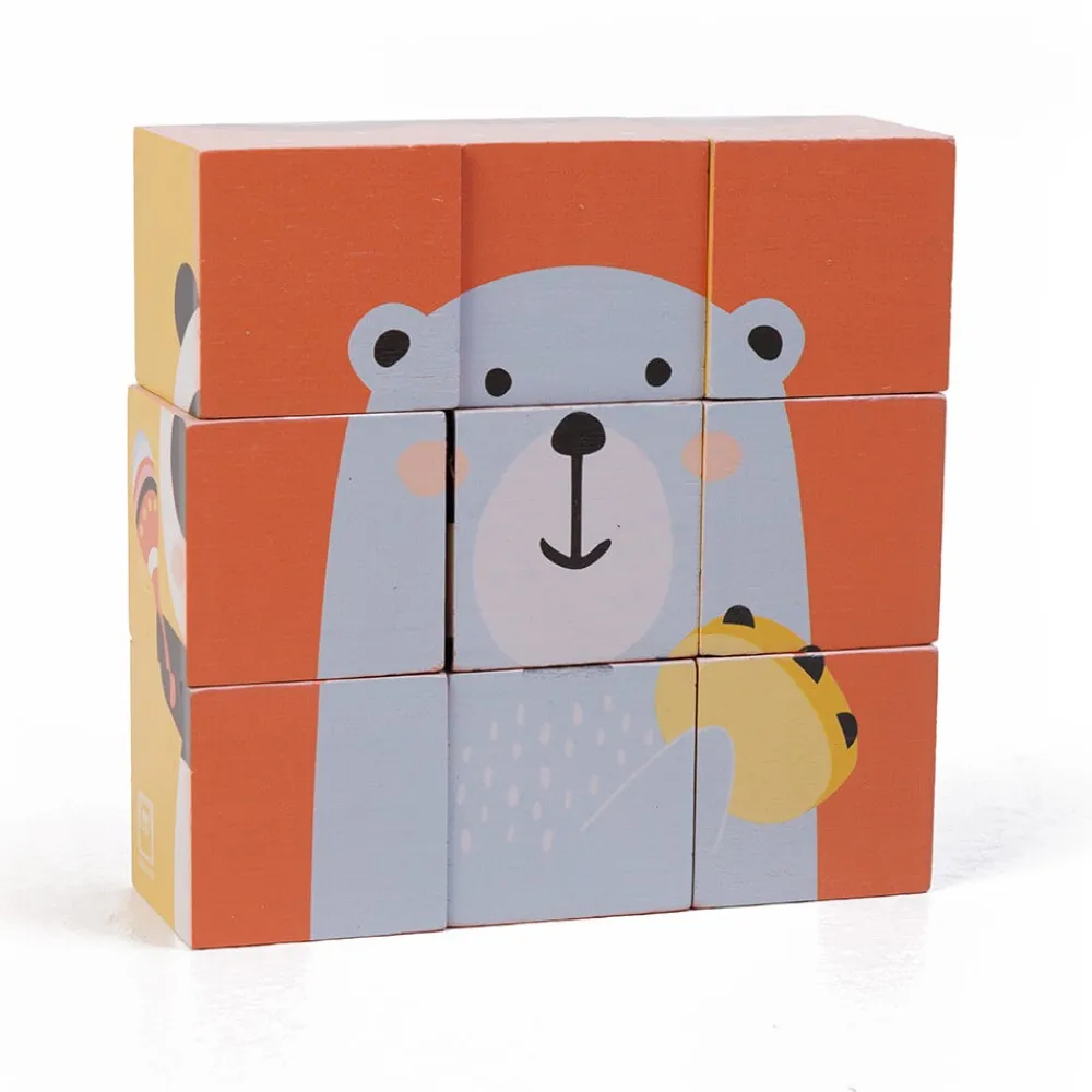 EUREKAKIDS Rompecabezas de cubos de madera – Animales musicales