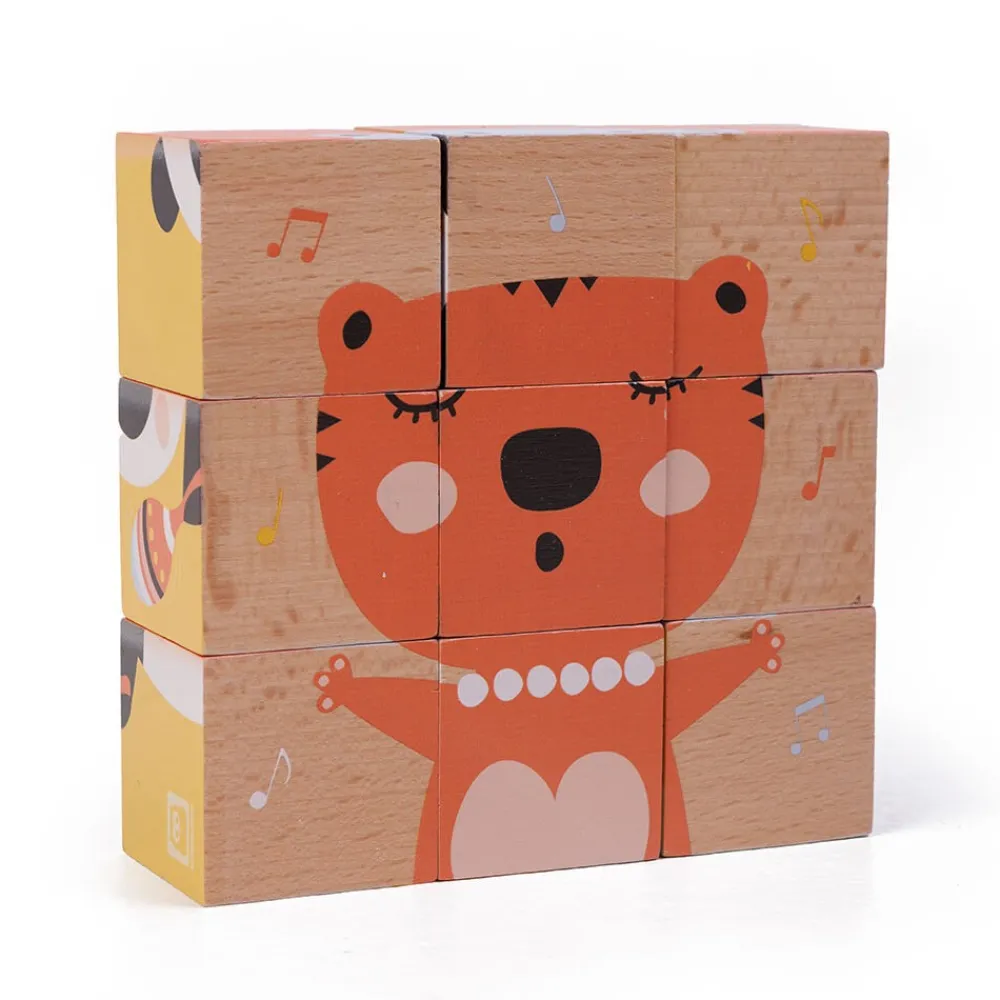 EUREKAKIDS Rompecabezas de cubos de madera – Animales musicales