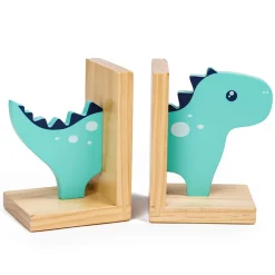 EUREKAKIDS Sujetalibros infantil original y decorativo de madera con forma de dinosaurio
