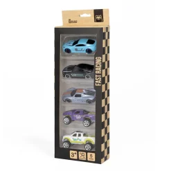 EUREKAKIDS Surtido 5 coches de carreras Fast Racing Metal Cars