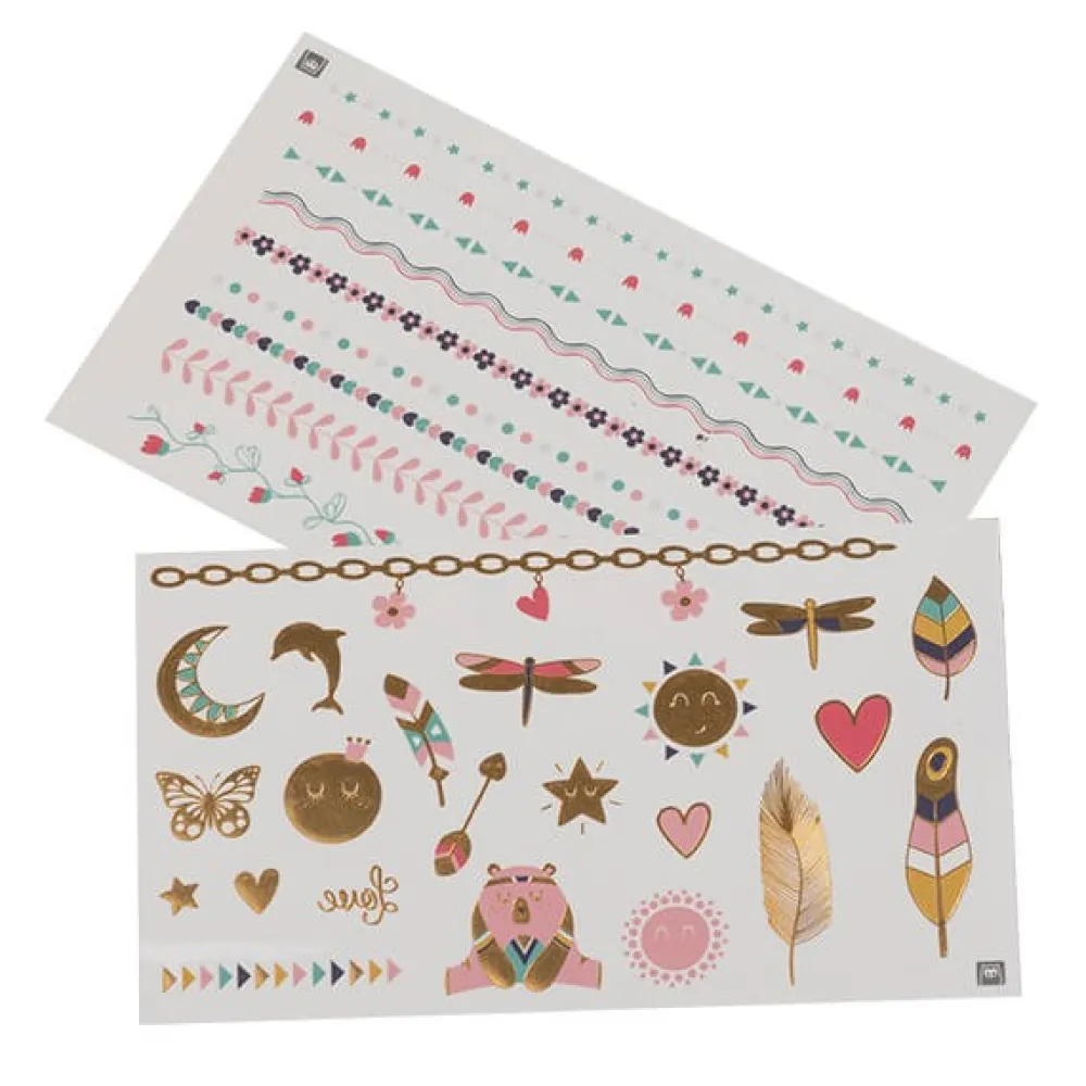 EUREKAKIDS Tatuajes decorativos con acabados dorados