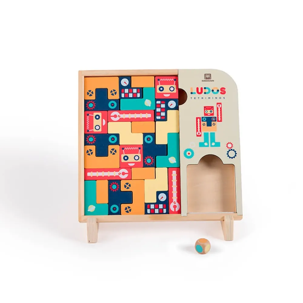 EUREKAKIDS Tetris de madera con múltiples opciones de juego