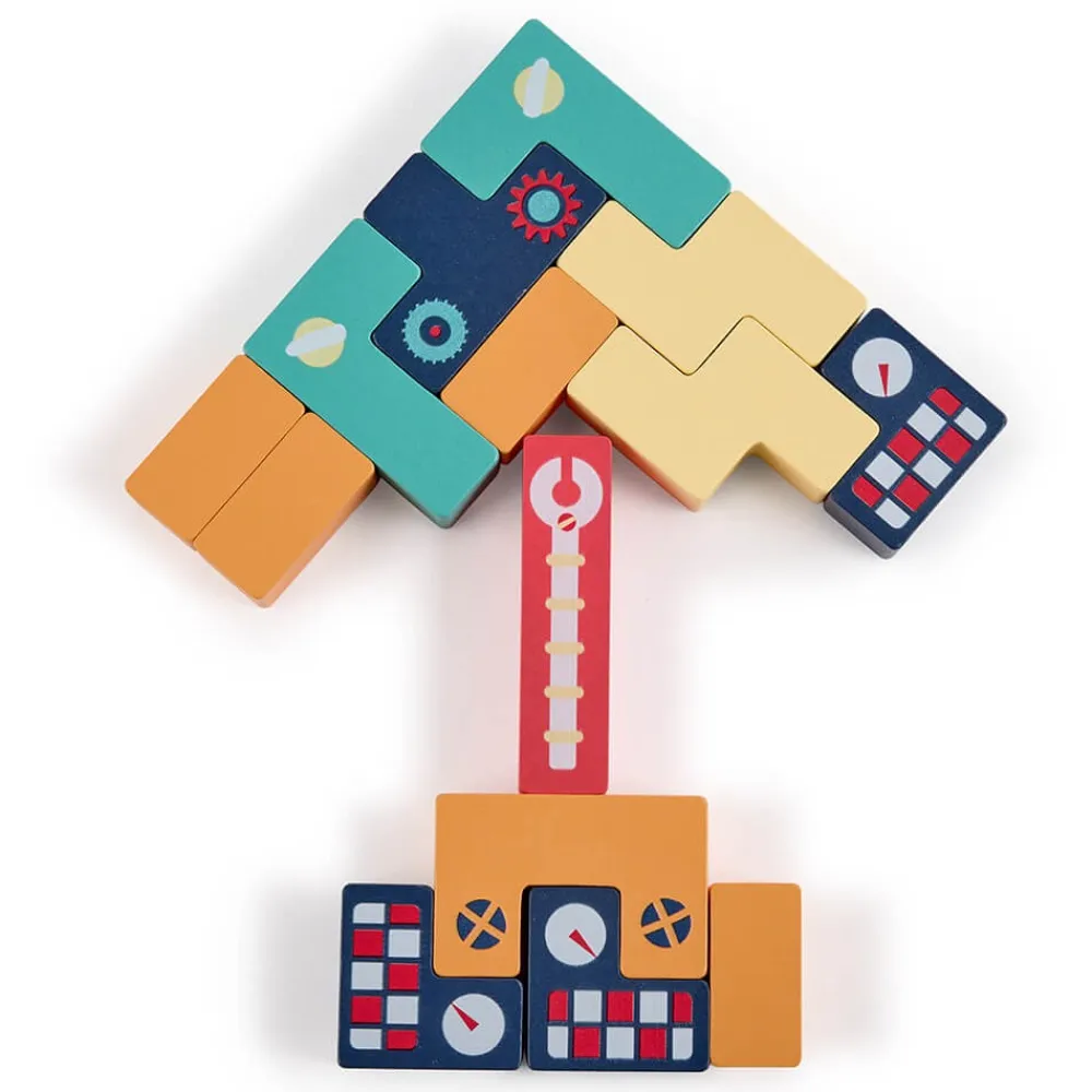 EUREKAKIDS Tetris de madera con múltiples opciones de juego