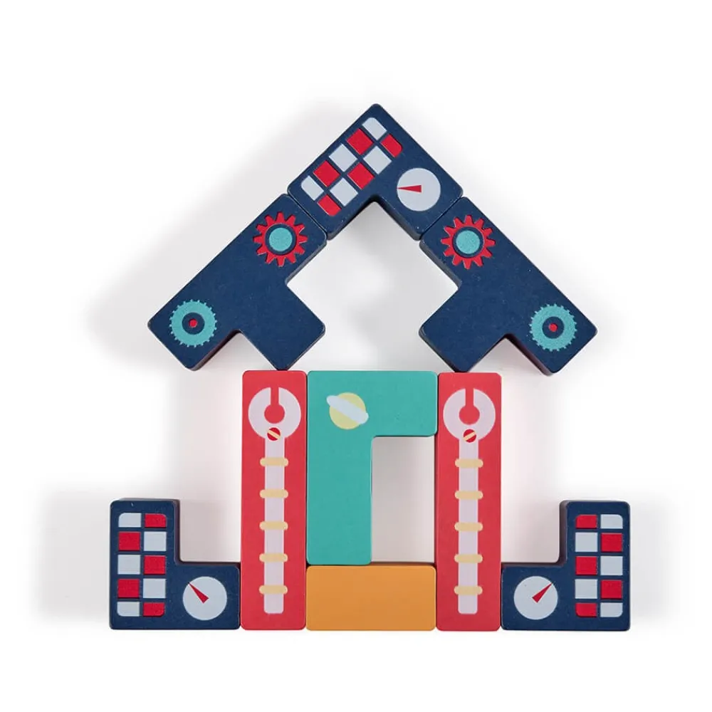 EUREKAKIDS Tetris de madera con múltiples opciones de juego