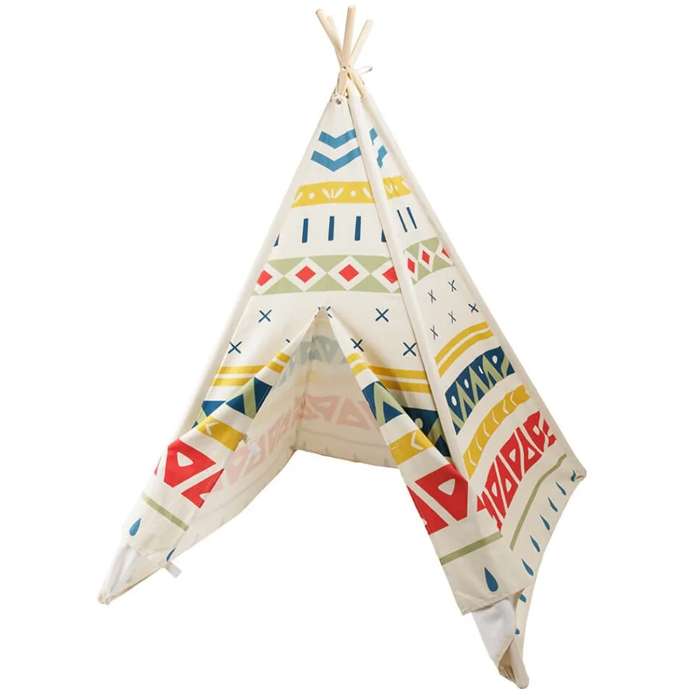 EUREKAKIDS Tienda tipi para niños de madera y tela – Tribal