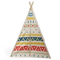 EUREKAKIDS Tienda tipi para niños de madera y tela – Tribal