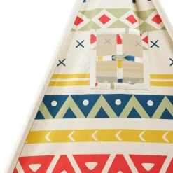 EUREKAKIDS Tienda tipi para niños de madera y tela – Tribal