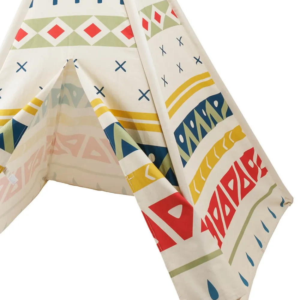 EUREKAKIDS Tienda tipi para niños de madera y tela – Tribal