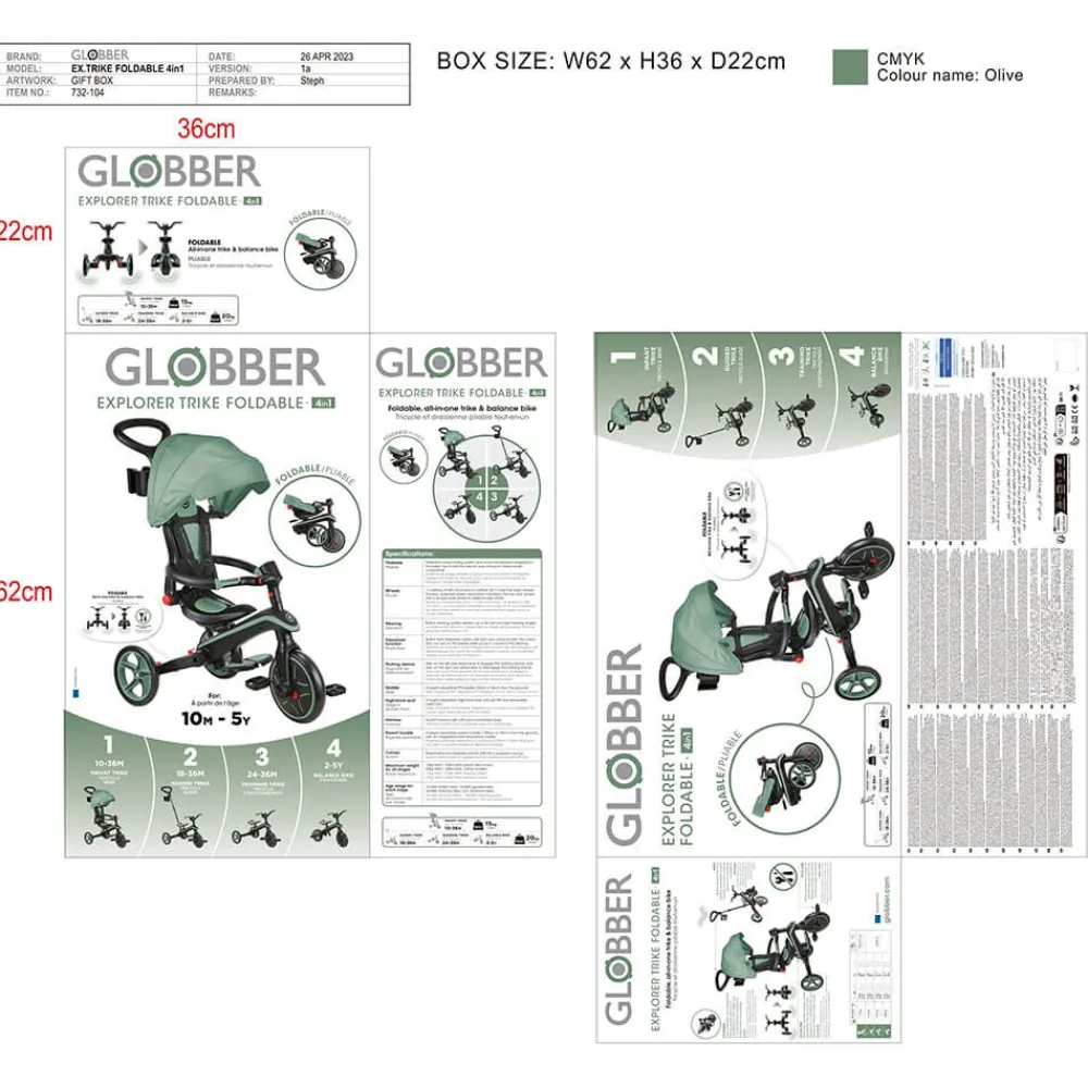 GLOBBER Triciclo plegable 4 en 1 – Explorer Trike