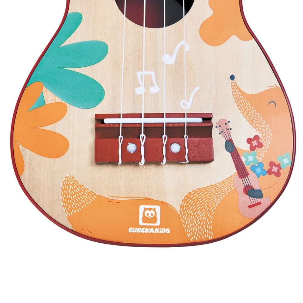 EUREKAKIDS Ukelele realista de 56 cm con 4 cuerdas ajustables