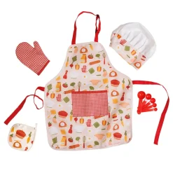 EUREKAKIDS Vestido de chef con accesorios de cocina para niños