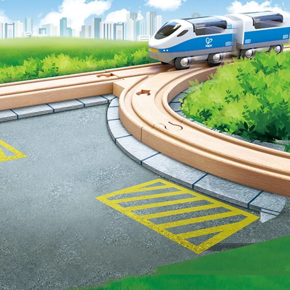 HAPE Vias mecánicas de tren de madera con forma de Y