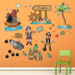 EUREKAKIDS STK Vinilo infantil barco pirata personalizado