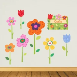 EUREKAKIDS STK Vinilo infantil flores de primavera personalizado