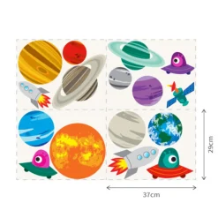EUREKAKIDS STK Vinilo infantil planetas y cohete personalizado